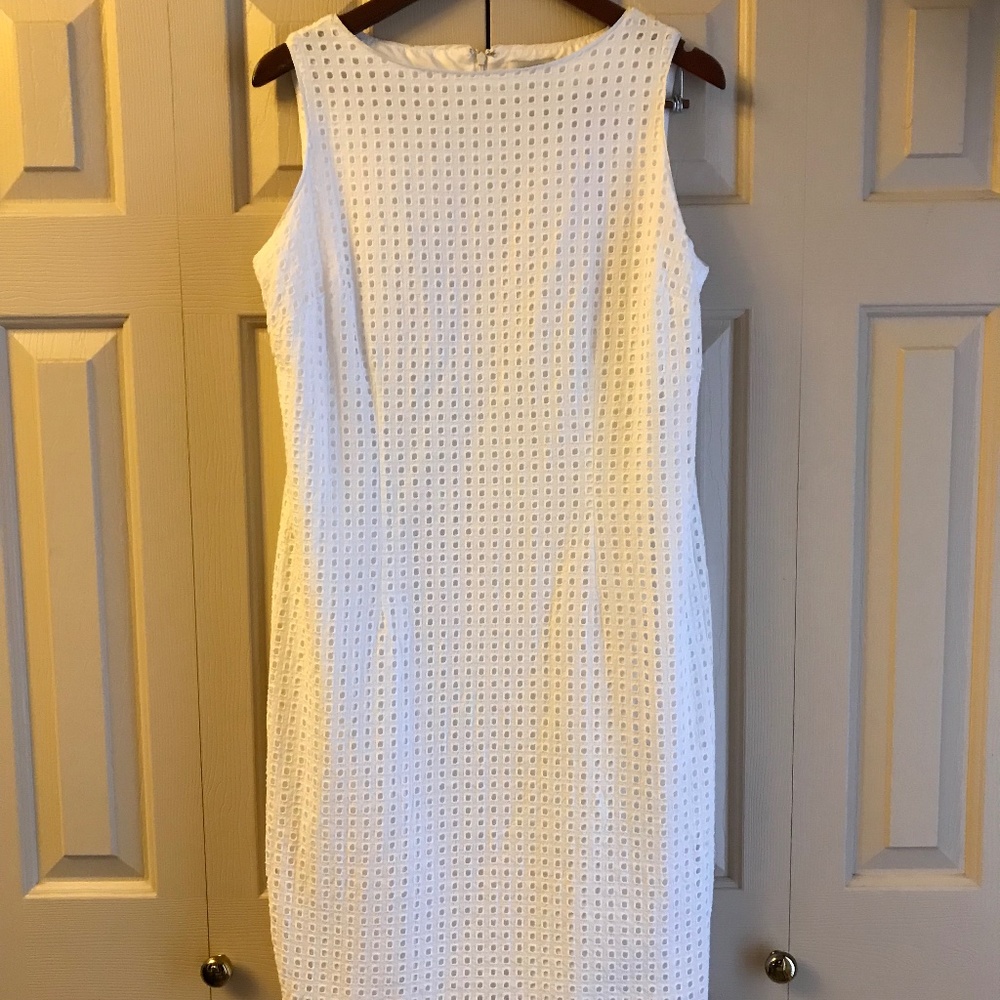 Liz Claiborne White Eyelet Sleeveless Dress Size 12
